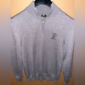 Lyle & Scott Mens Medium Wool 1/4 Zip Pullover The Island Golf Club Gray Great